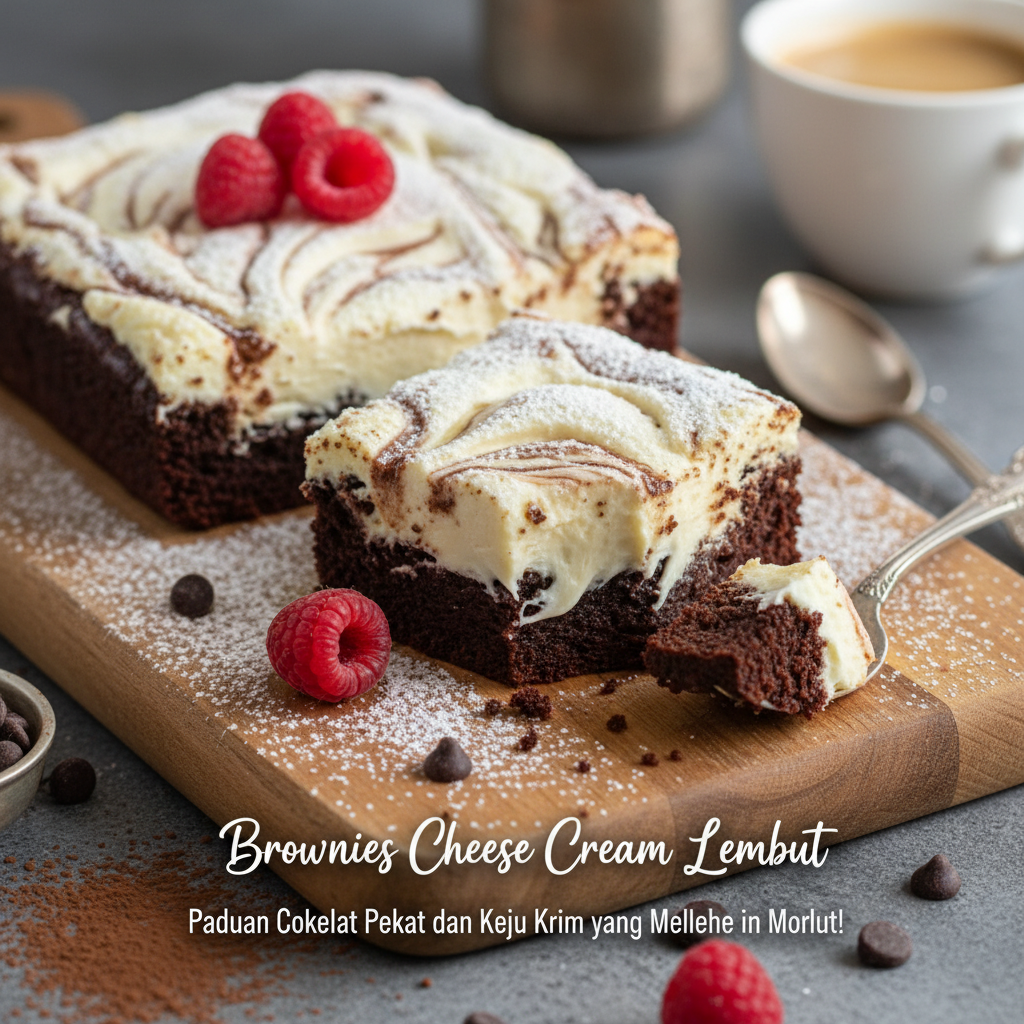 Brownies Cheese Cream Lembut: Paduan Cokelat Pekat dan Keju Krim yang Meleleh di Mulut!