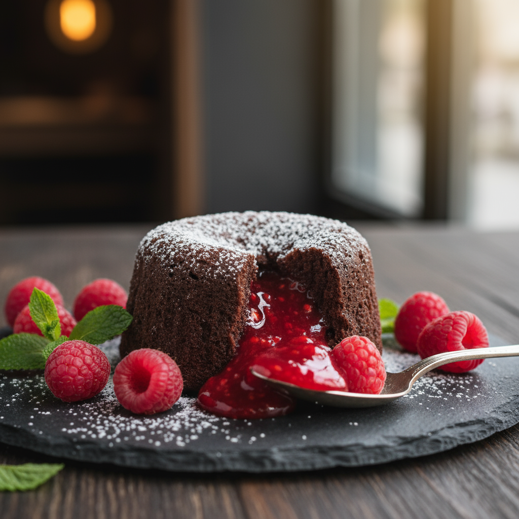 Coklat Lava Cake dengan Isian Raspberry Segar: Ledakan Manis yang Tak Terlupakan!