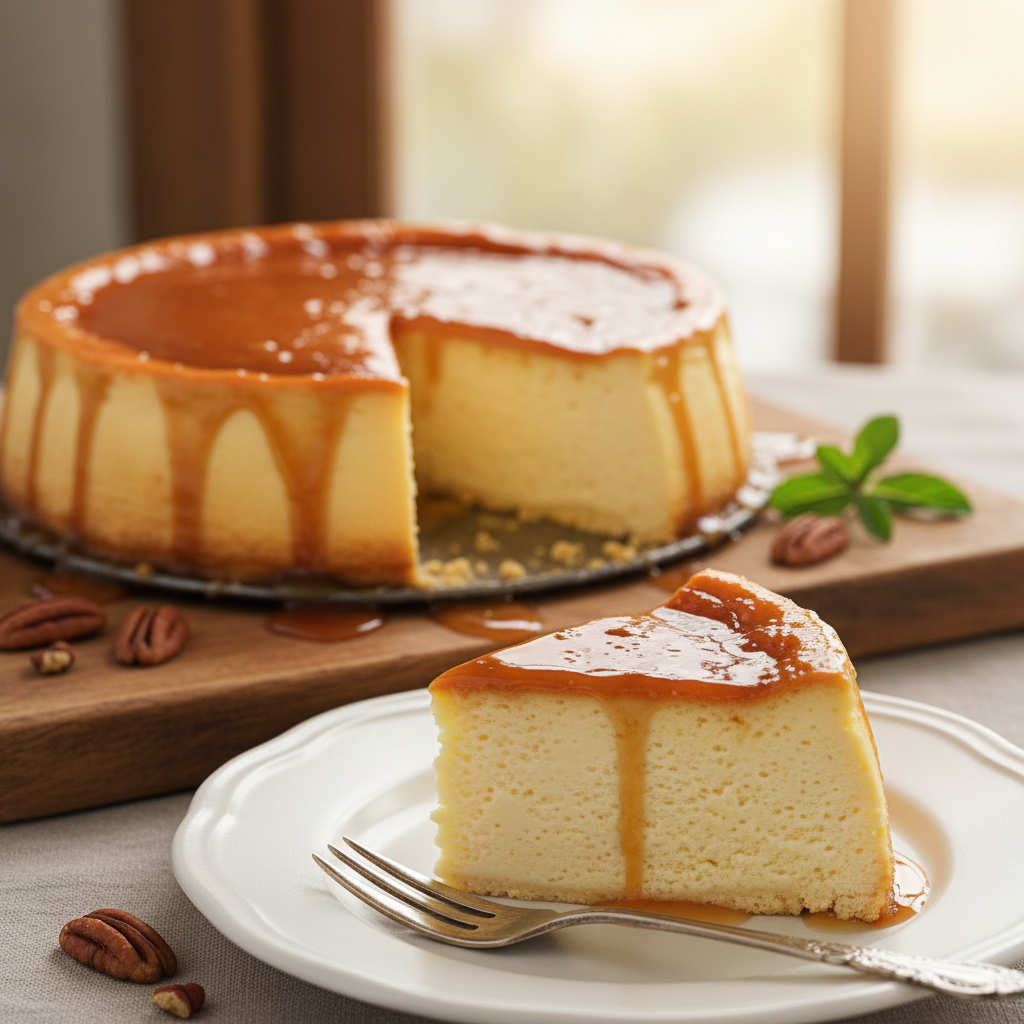 Flan Cheesecake Lembut: Fusion Manis Karamel dan Keju yang Meleleh di Mulut