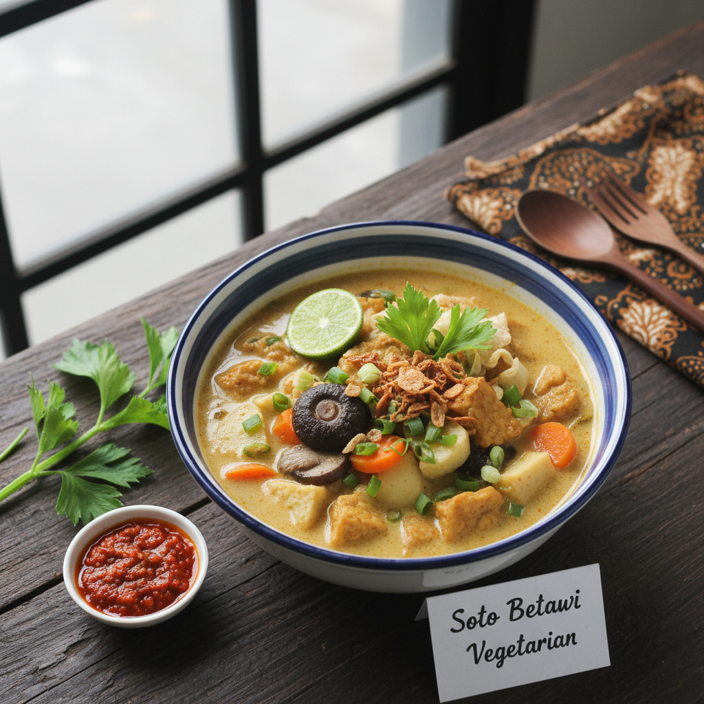 Soto Betawi Vegetarian: Sup Santan Hangat ala Jakarta dengan Rasa Autentik Tanpa Daging
